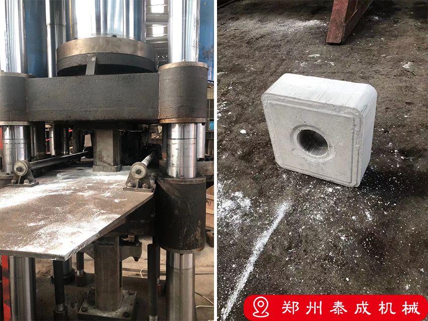 7月30日山東客戶石粉壓塊機(jī)試機(jī)現(xiàn)場